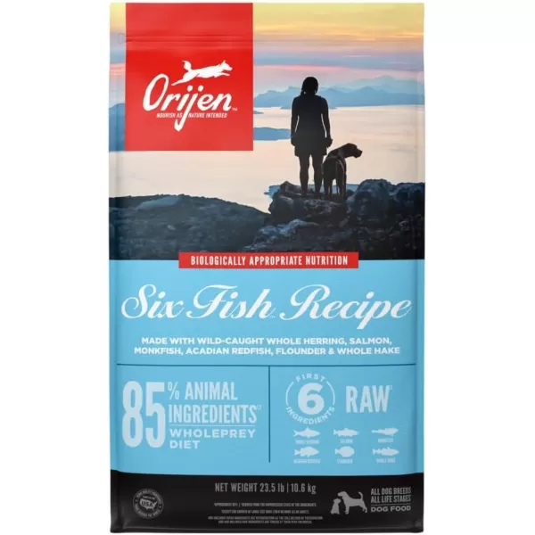ORIJEN Senior Dry Dog Food Grain Free Dry Dog Food for Senior Dogs Fresh or Raw Ingredients 13lbSix Fish