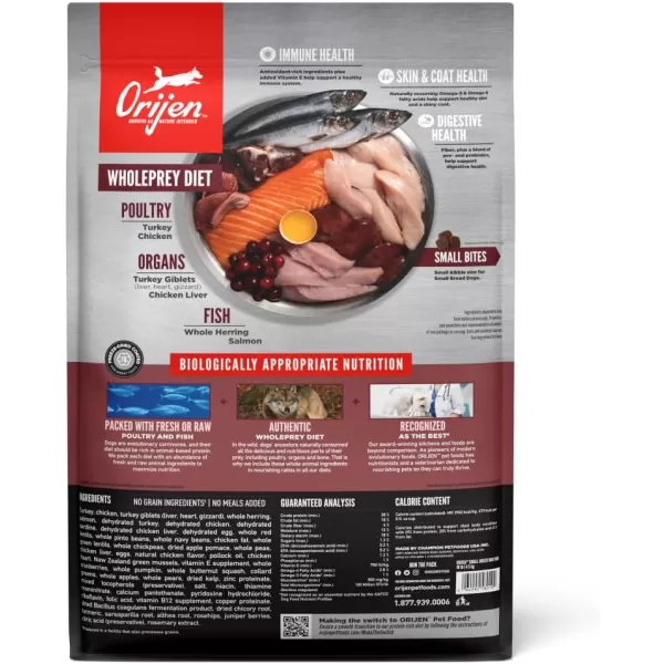 ORIJEN Senior Dry Dog Food Grain Free Dry Dog Food for Senior Dogs Fresh or Raw Ingredients 13lbSmall Breed
