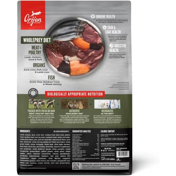 ORIJEN Senior Dry Dog Food Grain Free Dry Dog Food for Senior Dogs Fresh or Raw Ingredients 13lbTundra