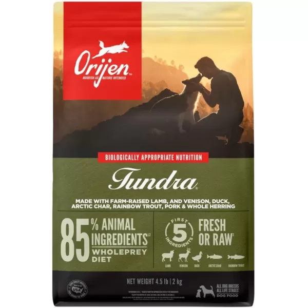 ORIJEN Senior Dry Dog Food Grain Free Dry Dog Food for Senior Dogs Fresh or Raw Ingredients 13lbTundra