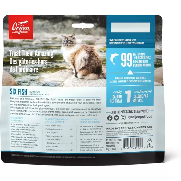 Orijen Six Fish FreezeDried Cat Treats  Biologically Appropriate  125oz