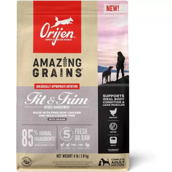 ORIJEN AMAZING GRAINS Puppy Large Dry Dog Food High Protein Dog Food for Large and Giant Puppy Breeds Fresh or Raw Ingredients 225lbFit  Trim