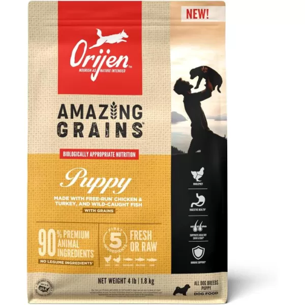 ORIJEN AMAZING GRAINS Puppy Large Dry Dog Food High Protein Dog Food for Large and Giant Puppy Breeds Fresh or Raw Ingredients 225lbPuppy