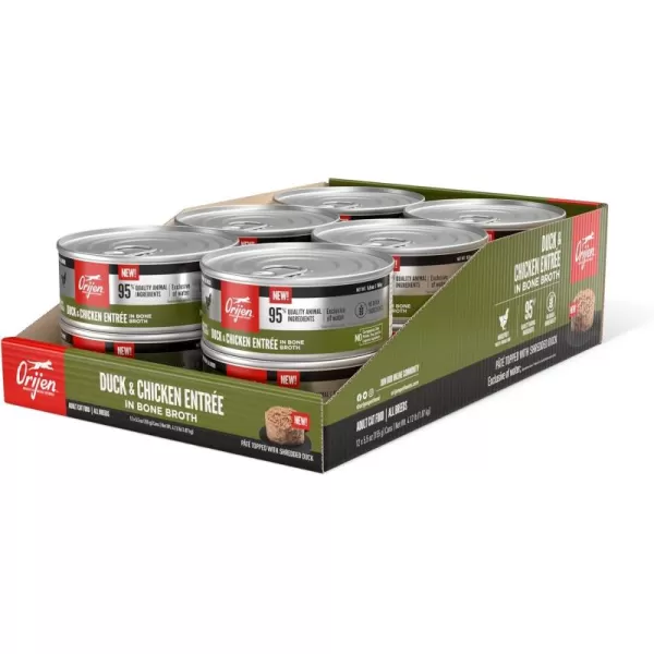 ORIJEN Adult REGIONAL RED Entree in Bone Broth Wet Cat Food Fresh and Raw Animal Ingredients 3 oz Case of 24Duck  Chicken