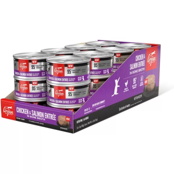 ORIJEN Adult REGIONAL RED Entree in Bone Broth Wet Cat Food Fresh and Raw Animal Ingredients 3 oz Case of 24Kitten  Chicken  Salmon