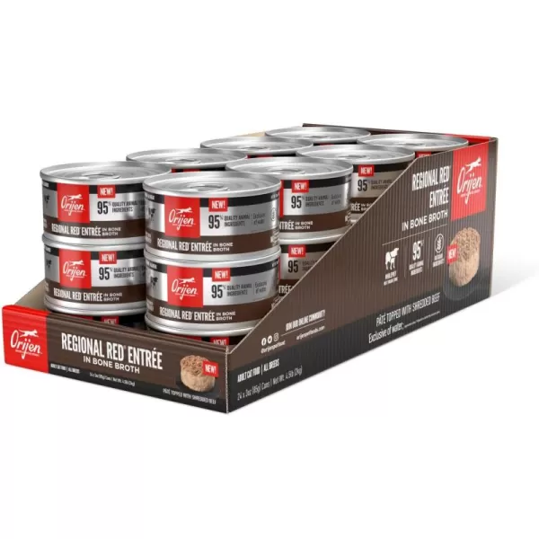 ORIJEN Adult REGIONAL RED Entree in Bone Broth Wet Cat Food Fresh and Raw Animal Ingredients 3 oz Case of 24Regional Red