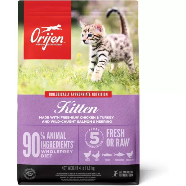 ORIJEN Dry Kitten Food Grain Free Food for Kittens With WholePrey Ingredients 4lbKitten