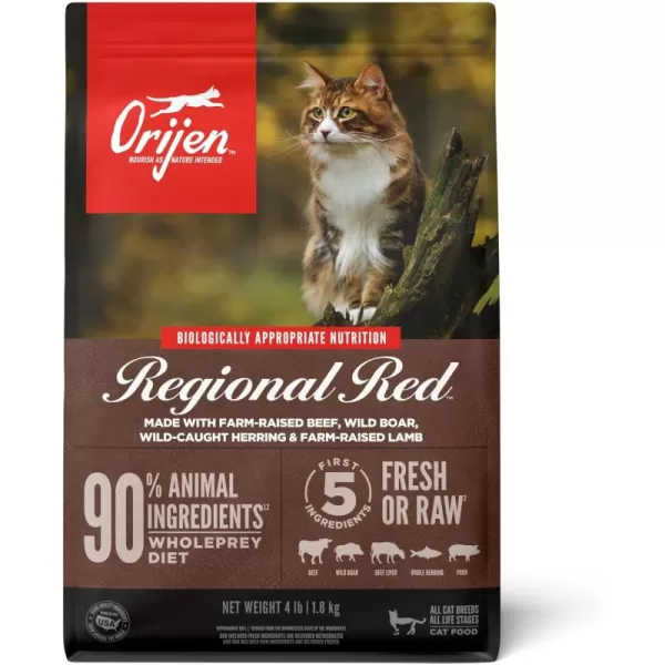 ORIJEN Dry Kitten Food Grain Free Food for Kittens With WholePrey Ingredients 4lbRegional Red