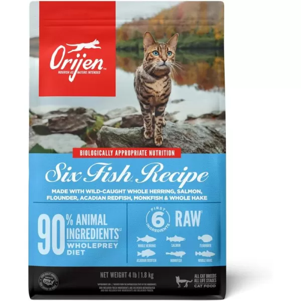ORIJEN Dry Kitten Food Grain Free Food for Kittens With WholePrey Ingredients 4lbSix Fish