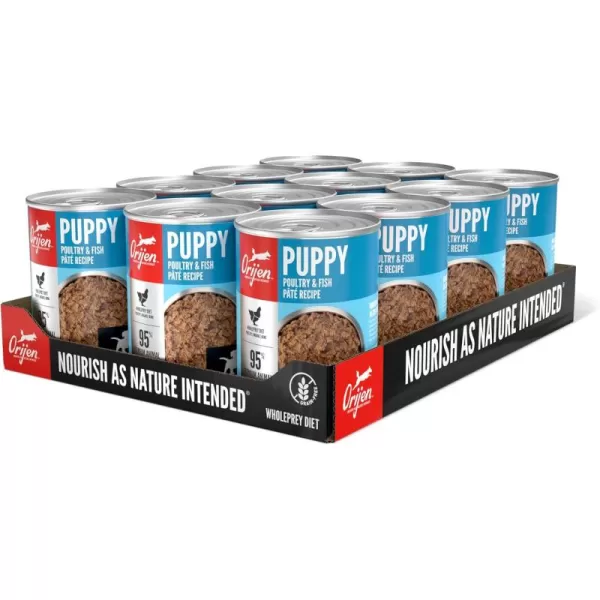 ORIJEN Puppy Poultry ampamp Fish Pate Recipe Wet Dog Food Pate Dog Food for Puppies WholePrey Ingredients 128oz Case of 12Puppy