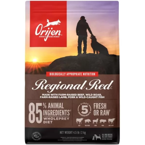 ORIJEN Senior Dry Dog Food Grain Free Dry Dog Food for Senior Dogs Fresh or Raw Ingredients 13lbRegional Red