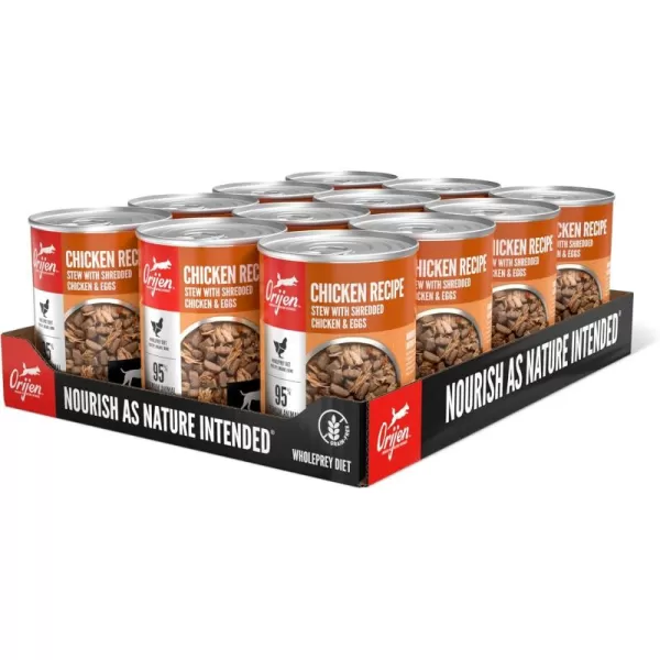 ORIJEN Chicken Recipe Stew with Shredded Chicken and Eggs Wet Dog Food WholePrey Ingredients 128oz Case of 12