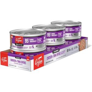imageORIJEN Chunks ampamp Shreds Wet Cat FoodChicken and Tuna Kitten Entre 55oz Cans 6 CountChunks Wet Food