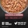 imageORIJEN Chunks ampamp Shreds Wet Cat Food Original Entre 55oz Cans 6 CountBeef  Tuna