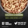 imageORIJEN Chunks ampamp Shreds Wet Cat Food Original Entre 55oz Cans 6 CountDuck  Liver