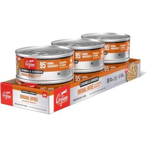 imageORIJEN Chunks ampamp Shreds Wet Cat Food Original Entre 55oz Cans 6 CountOriginal