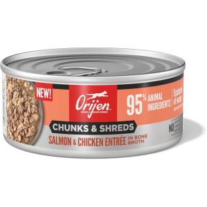 imageORIJEN Chunks ampamp Shreds Wet Cat Food Original Entre 55oz Cans 6 CountSalmon  Chicken