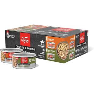 imageORIJEN Chunks ampamp Shreds Wet Cat Food Original Entre 55oz Cans 6 CountVariety Original and Duck  Liver