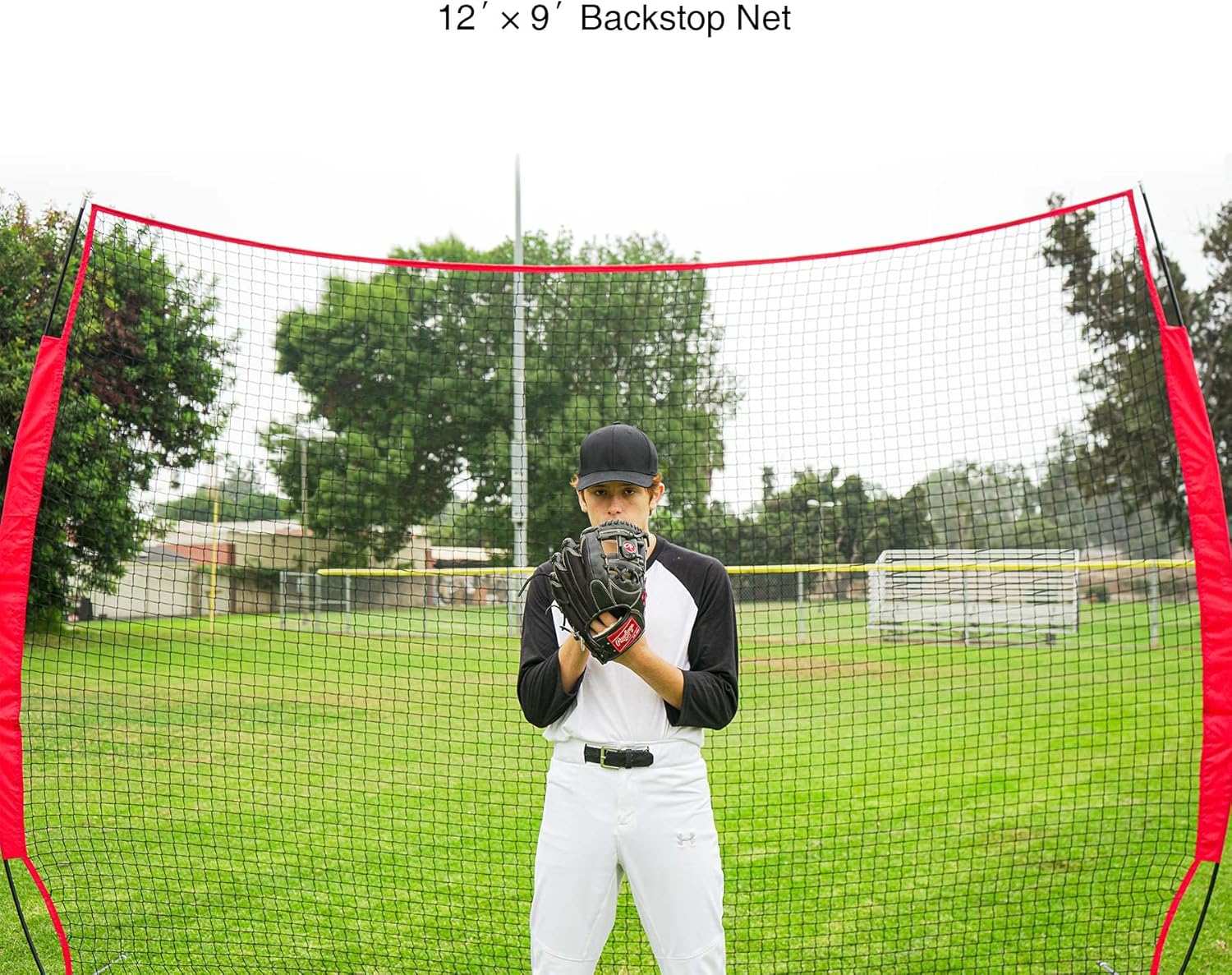 thumbnail interactive-video image 1 of Sports Net VEVOR VEVOR Barricade Backstop Net, 12x9 Ft Ball Sports Barrier Netting Hockey Net With Backstop 1 of 12