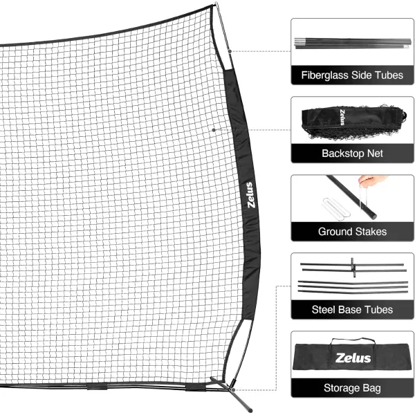 12x9ft ampamp 16x10ft Barricade Backstop Net Ball Sports Barrier Net Practice Net for Baseball Softball Lacrosse Soccer Basketball and More12x9 ft  B