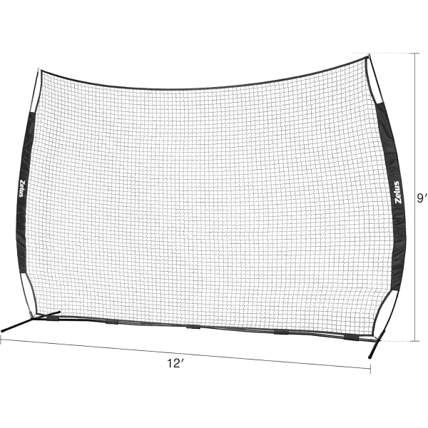 12x9ft ampamp 16x10ft Barricade Backstop Net Ball Sports Barrier Net Practice Net for Baseball Softball Lacrosse Soccer Basketball and More12x9 ft  B