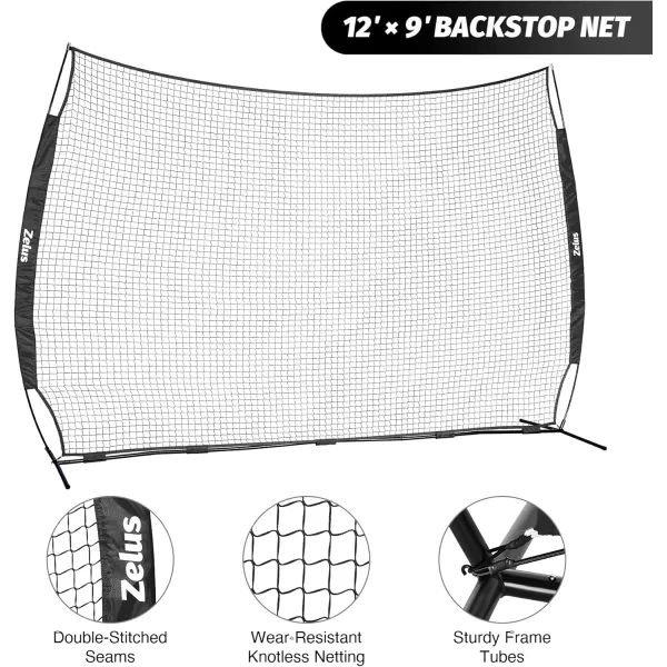 12x9ft ampamp 16x10ft Barricade Backstop Net Ball Sports Barrier Net Practice Net for Baseball Softball Lacrosse Soccer Basketball and More12x9 ft  B