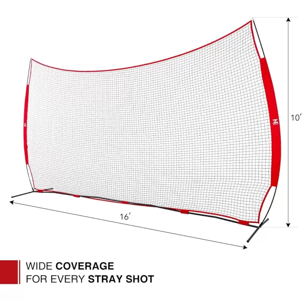 12x9ft ampamp 16x10ft Barricade Backstop Net Ball Sports Barrier Net Practice Net for Baseball Softball Lacrosse Soccer Basketball and More16x10 ft