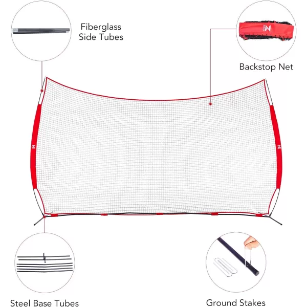 12x9ft ampamp 16x10ft Barricade Backstop Net Ball Sports Barrier Net Practice Net for Baseball Softball Lacrosse Soccer Basketball and More16x10 ft