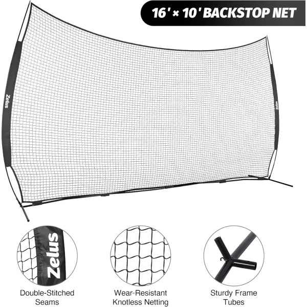 12x9ft ampamp 16x10ft Barricade Backstop Net Ball Sports Barrier Net Practice Net for Baseball Softball Lacrosse Soccer Basketball and More16x10 ft  B