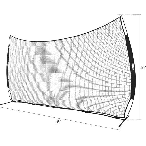 12x9ft ampamp 16x10ft Barricade Backstop Net Ball Sports Barrier Net Practice Net for Baseball Softball Lacrosse Soccer Basketball and More16x10 ft  B