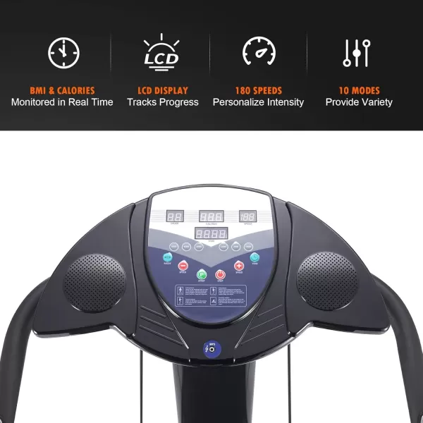 2000W Whole Body Vibration Platform Exercise Machine with MP3 Player 180 Speed Levels Platform