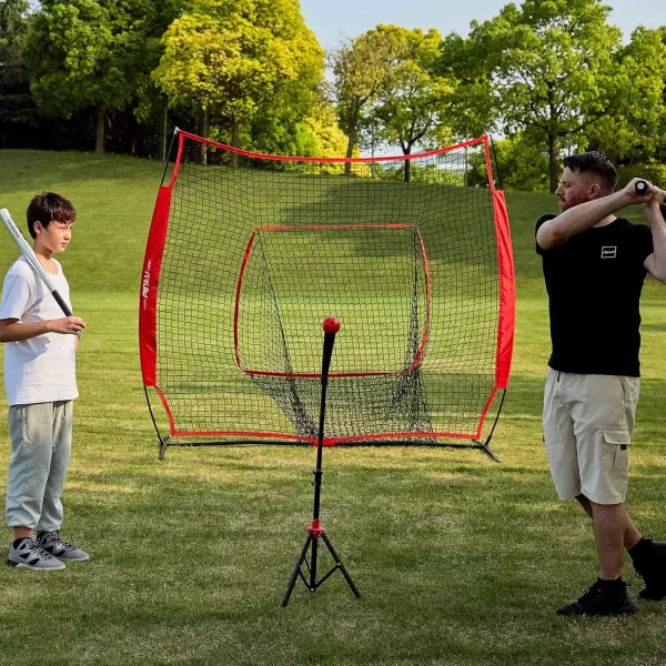 77 Baseball Net with Tee Kit Portable Baseball Net for Hitting and Pitching Softball Net with Tee Carry Bag ampamp Weighted BaseballRed