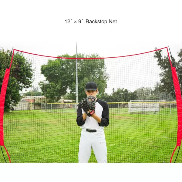 Collapsible Barricade Backstop Net 12x9 ft Net for Lacrosse Baseball Basketball Soccer Field Hockey and Softball Practice Barrier Portable Hitting Net for Backyard Park with Carry Bag