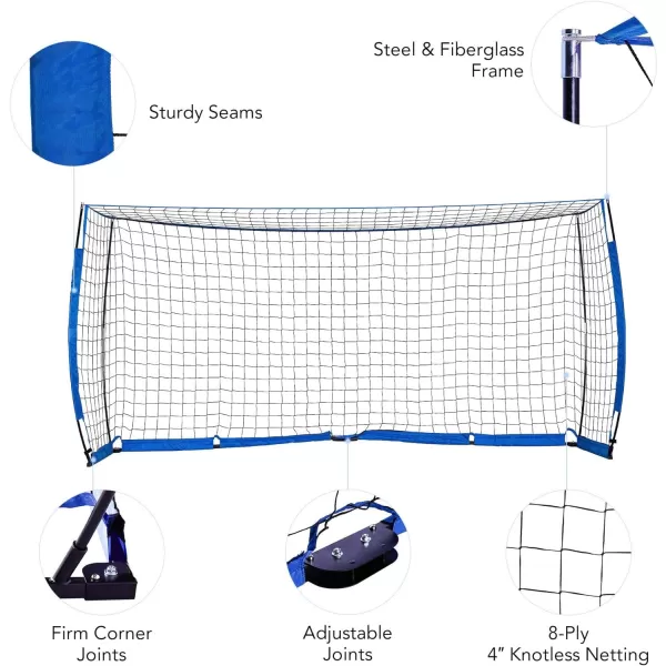 Portable Soccer Goal Set 12x6 ft Soccer Goal for Backyard Practice and 12 Soccer Cones  Soccer Equipment for Training  for Outdoor Play w Knotless Net 12 Sport ConesBlue
