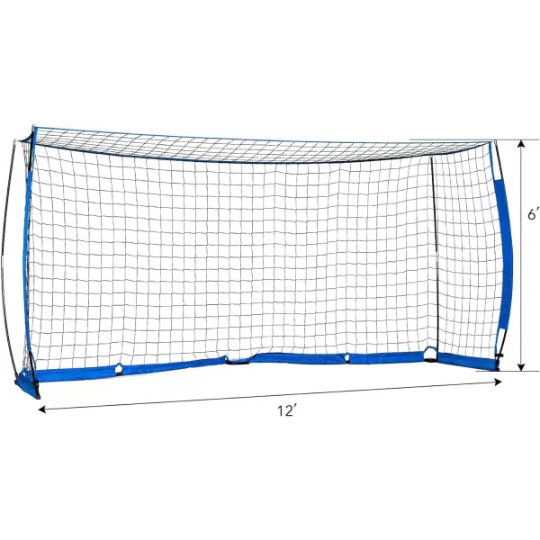 Portable Soccer Goal Set 12x6 ft Soccer Goal for Backyard Practice and 12 Soccer Cones  Soccer Equipment for Training  for Outdoor Play w Knotless Net 12 Sport ConesBlue