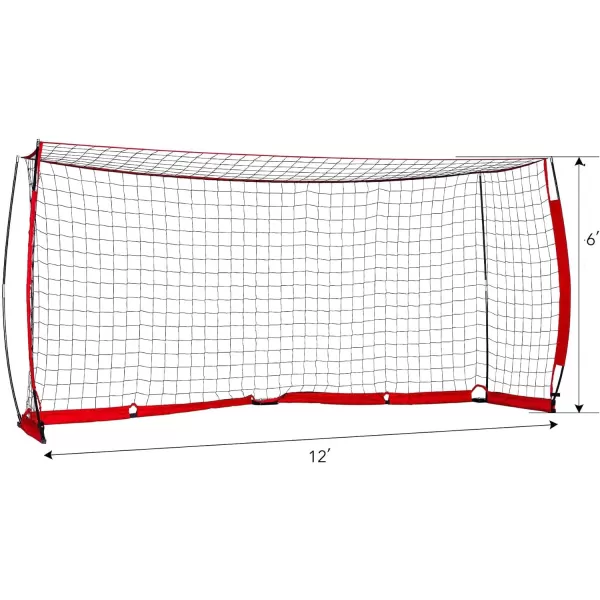 Portable Soccer Goal Set 12x6 ft Soccer Goal for Backyard Practice and 12 Soccer Cones  Soccer Equipment for Training  for Outdoor Play w Knotless Net 12 Sport ConesRed