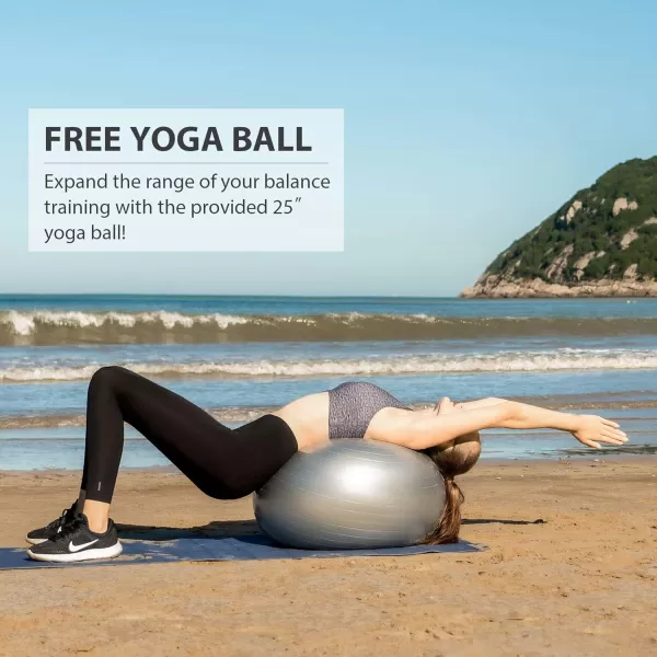 ZELUS 25in Balance Ball  1500lb Inflatable Half Exercise Ball Wobble Board Balance Trainer w Nonslip Base  Half Yoga Ball Strength Training Equipment w 2 Bands Pump Extra Ball IncludedBlack