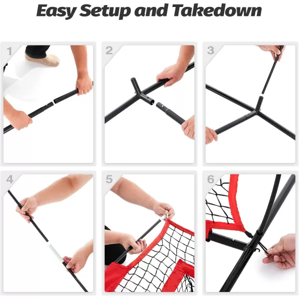 ZELUS 7 x 7ft Football Trainer Throwing Net  Training Throwing Target Practice with 5 Throwing Targets  Great for Quarterback  Includes Carry BagRed