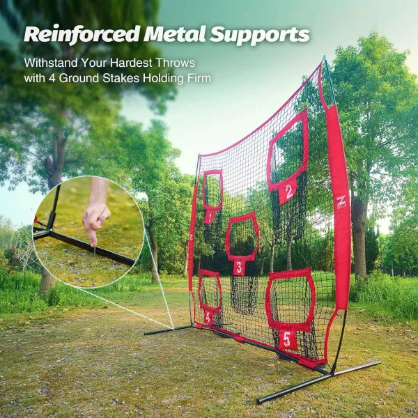ZELUS 7 x 7ft Football Trainer Throwing Net  Training Throwing Target Practice with 5 Throwing Targets  Great for Quarterback  Includes Carry BagRed