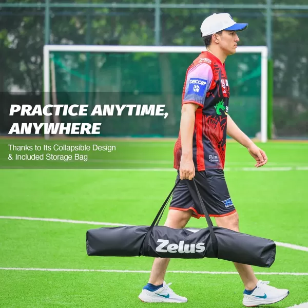 ZELUS 7x7 ft Baseball Net Hitting and Pitching Net with Adjustable Batting Tee 2 Strike Zone Portable Baseball Backstop Net with Carry Bag Great for All Skill LevelsBlack