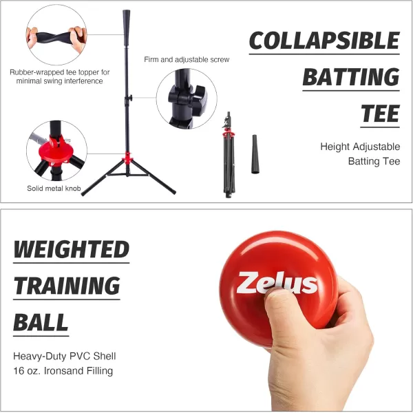 ZELUS 7x7ft Baseball Net Baseball Softball Practice Net with Tee Baseballs and Carry Bag for Batting Hitting and PitchingNet and teeBlack