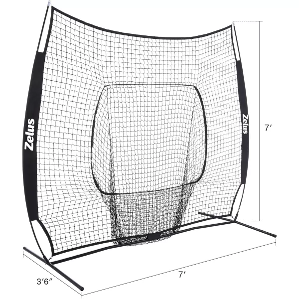 ZELUS 7x7ft Baseball Net for Hitting and Pitching Practice and Training  7x7 Portable Hitting Net Pitching Net  Batting Net with Frame and NetBlack