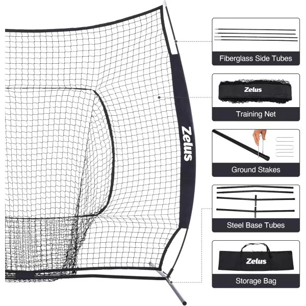 ZELUS 7x7ft Baseball Net for Hitting and Pitching Practice and Training  7x7 Portable Hitting Net Pitching Net  Batting Net with Frame and NetBlack