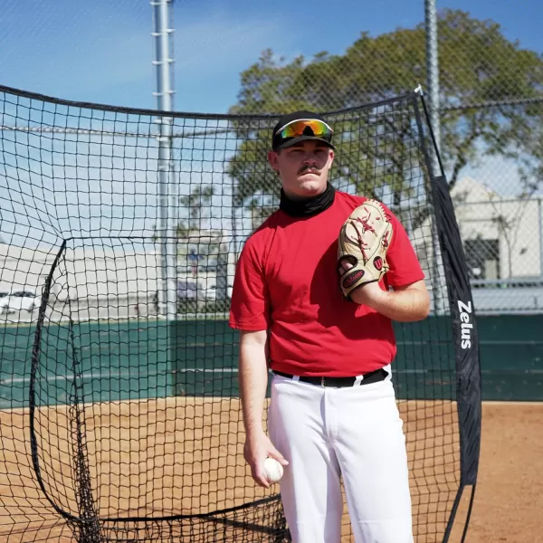 ZELUS 7x7ft Baseball Net for Hitting and Pitching Practice and Training  7x7 Portable Hitting Net Pitching Net  Batting Net with Frame and NetBlack
