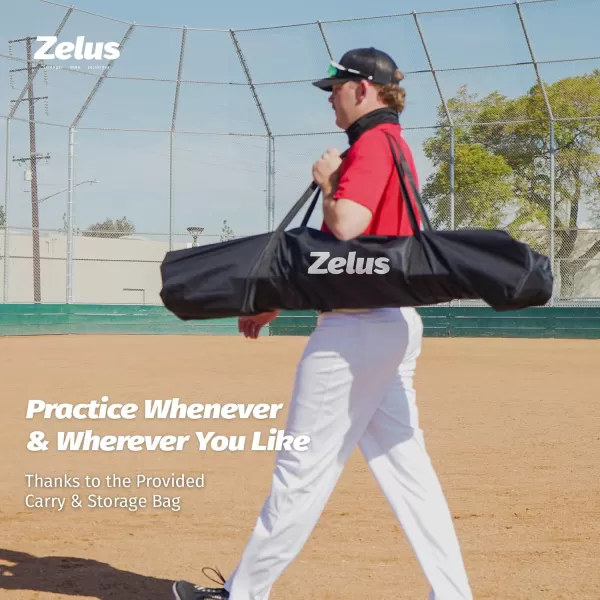 ZELUS 7x7ft Baseball Net with Tee 12 Baseballs and Carry Bag Softball and Baseball for Batting Hitting and PitchingRed