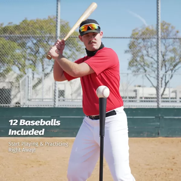 ZELUS 7x7ft Baseball Net with Tee 12 Baseballs and Carry Bag Softball and Baseball for Batting Hitting and PitchingRed