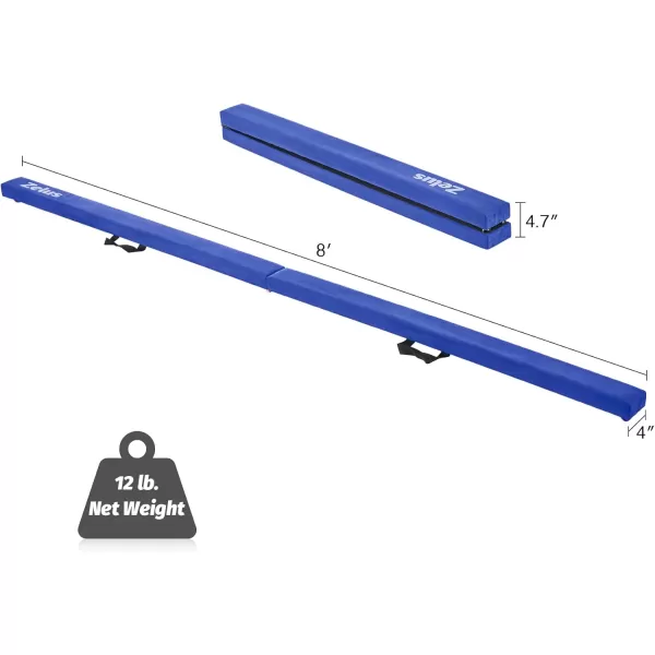 ZELUS 8 Folding Gymnastics Balance Beam Floor Balance Beam wCarry Handles AntiSlip Base for Kids Beginners ampamp Professional GymnastsBlue