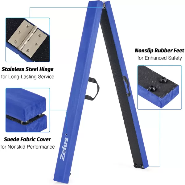 ZELUS 8 Folding Gymnastics Balance Beam Floor Balance Beam wCarry Handles AntiSlip Base for Kids Beginners ampamp Professional GymnastsBlue