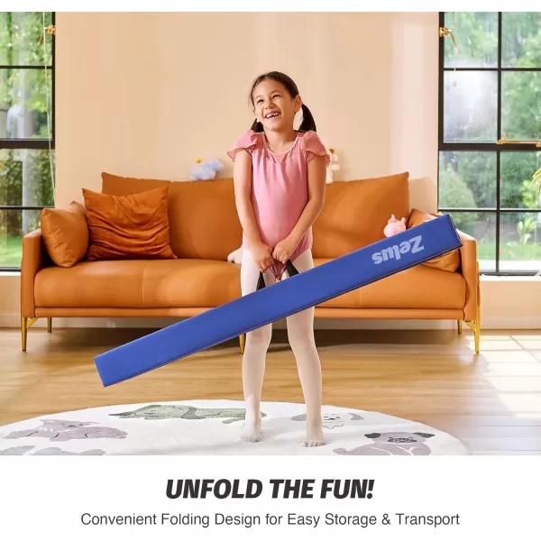 ZELUS 8 Folding Gymnastics Balance Beam Floor Balance Beam wCarry Handles AntiSlip Base for Kids Beginners ampamp Professional GymnastsBlue