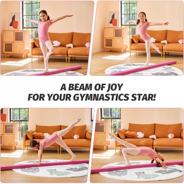 ZELUS 8 Folding Gymnastics Balance Beam Floor Balance Beam wCarry Handles AntiSlip Base for Kids Beginners ampamp Professional GymnastsPink